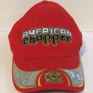 American Chopper Fire Bike Hat Red Aluminum Brim Trim Fire Symbol Has Signatures